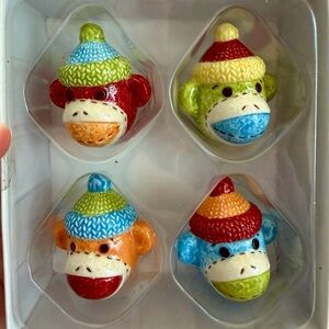 4 Sock Monkey Ceramic Drawer Pulls